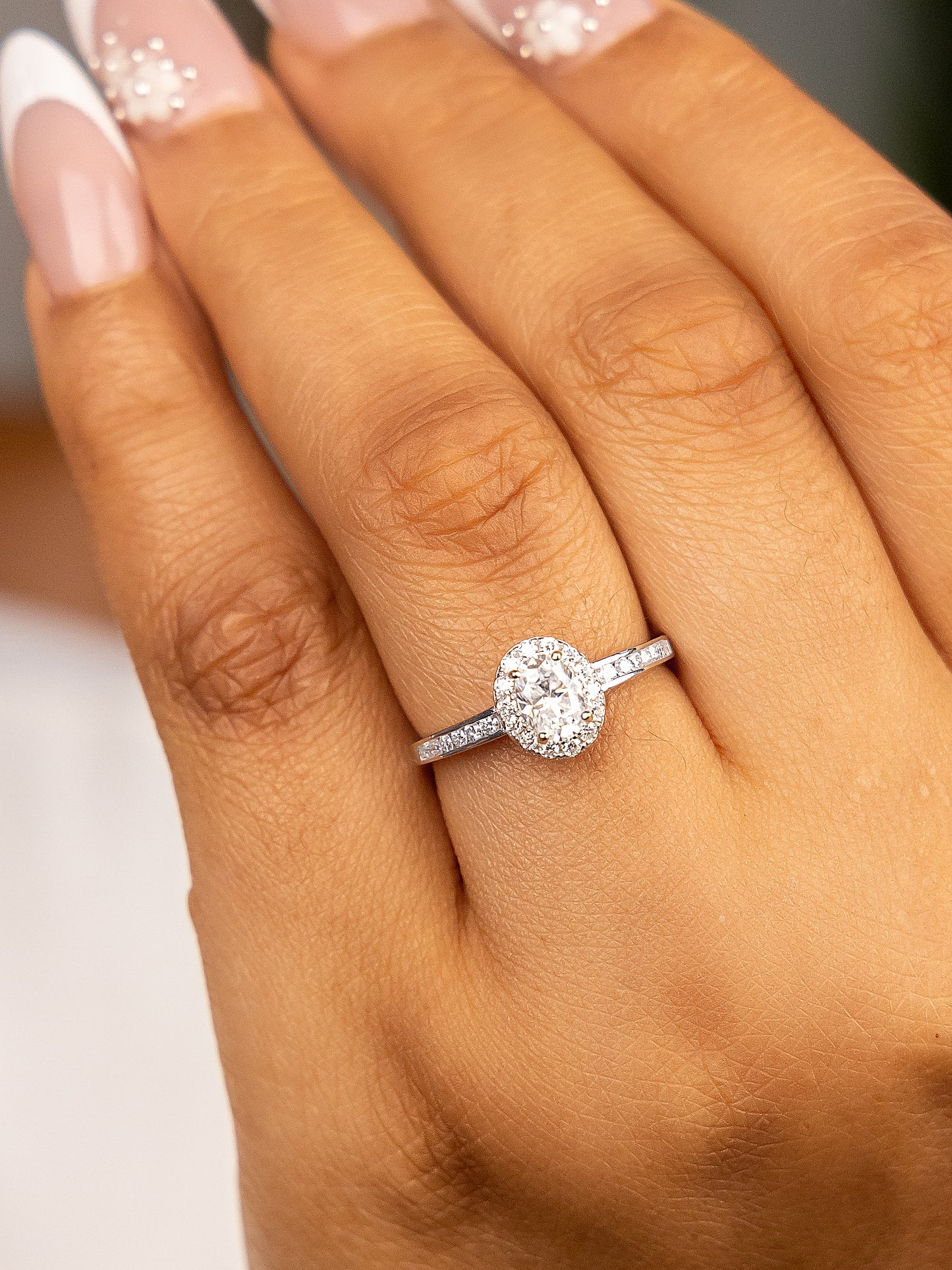 Ebony Oval Sterling Silver Engagement Ring