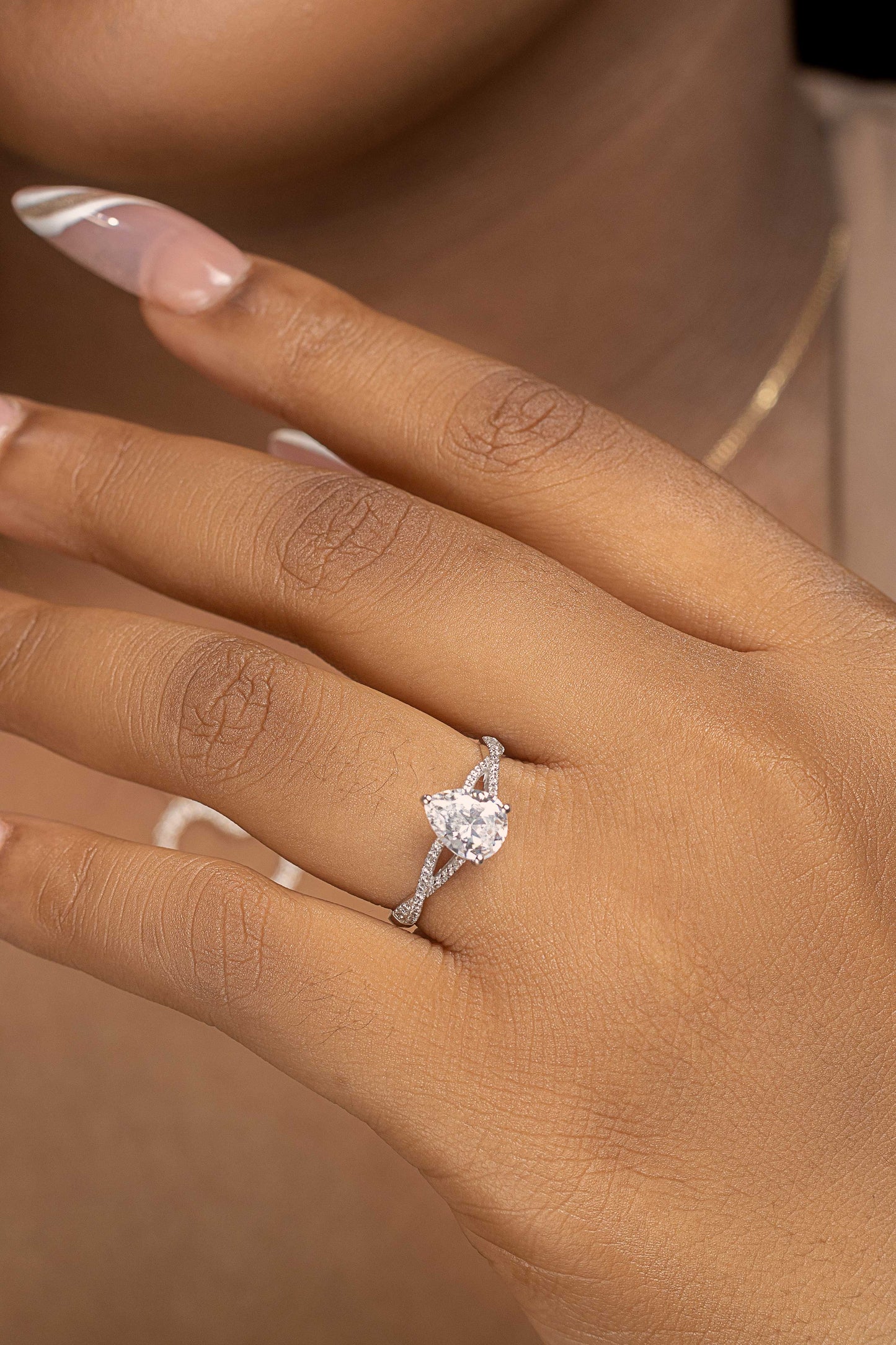Sarah Pear 10Karat White Gold Engagement Ring