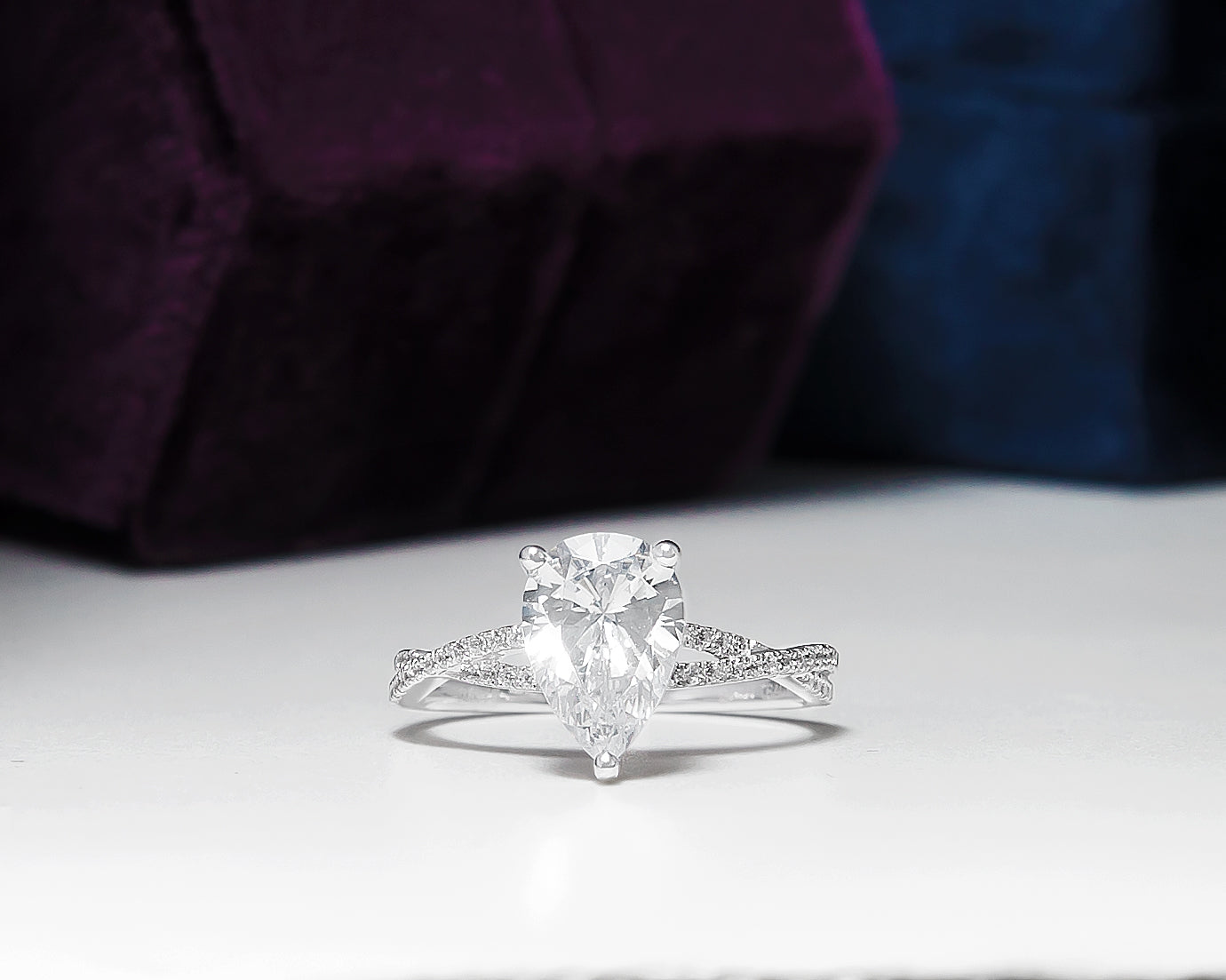 Sarah Pear 10Karat White Gold Engagement Ring