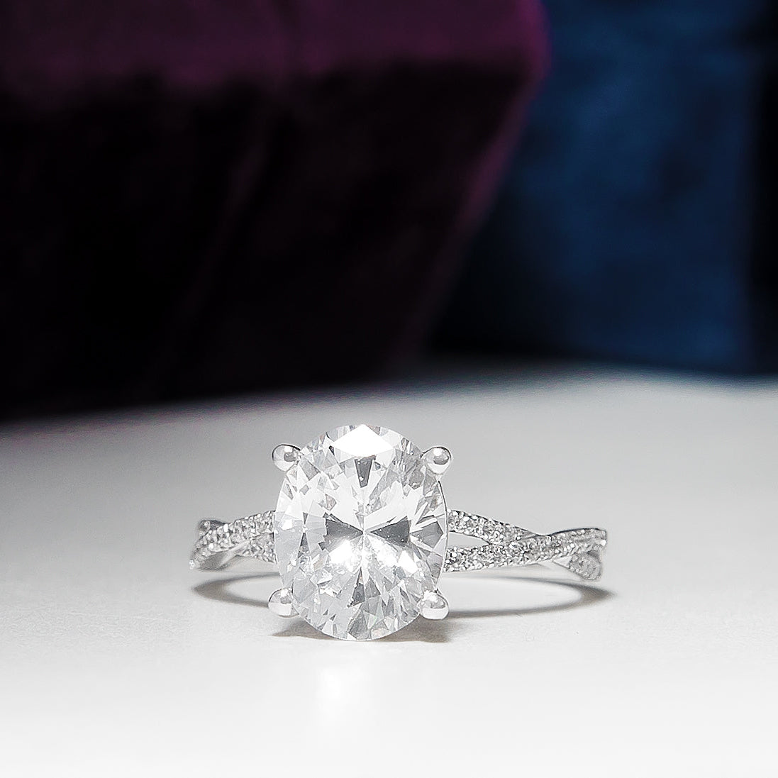 Sarah Oval 10Karat White Gold Engagement Ring