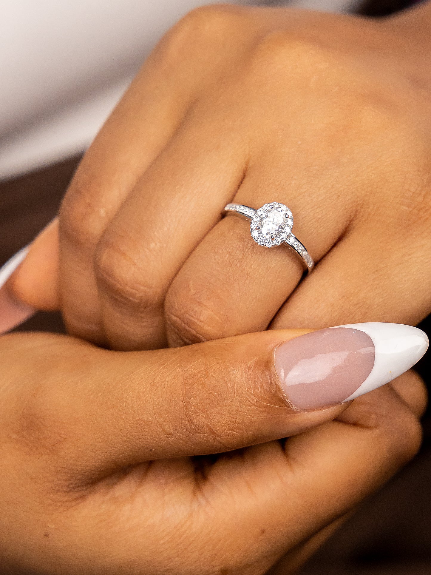 Ebony Oval Sterling Silver Engagement Ring