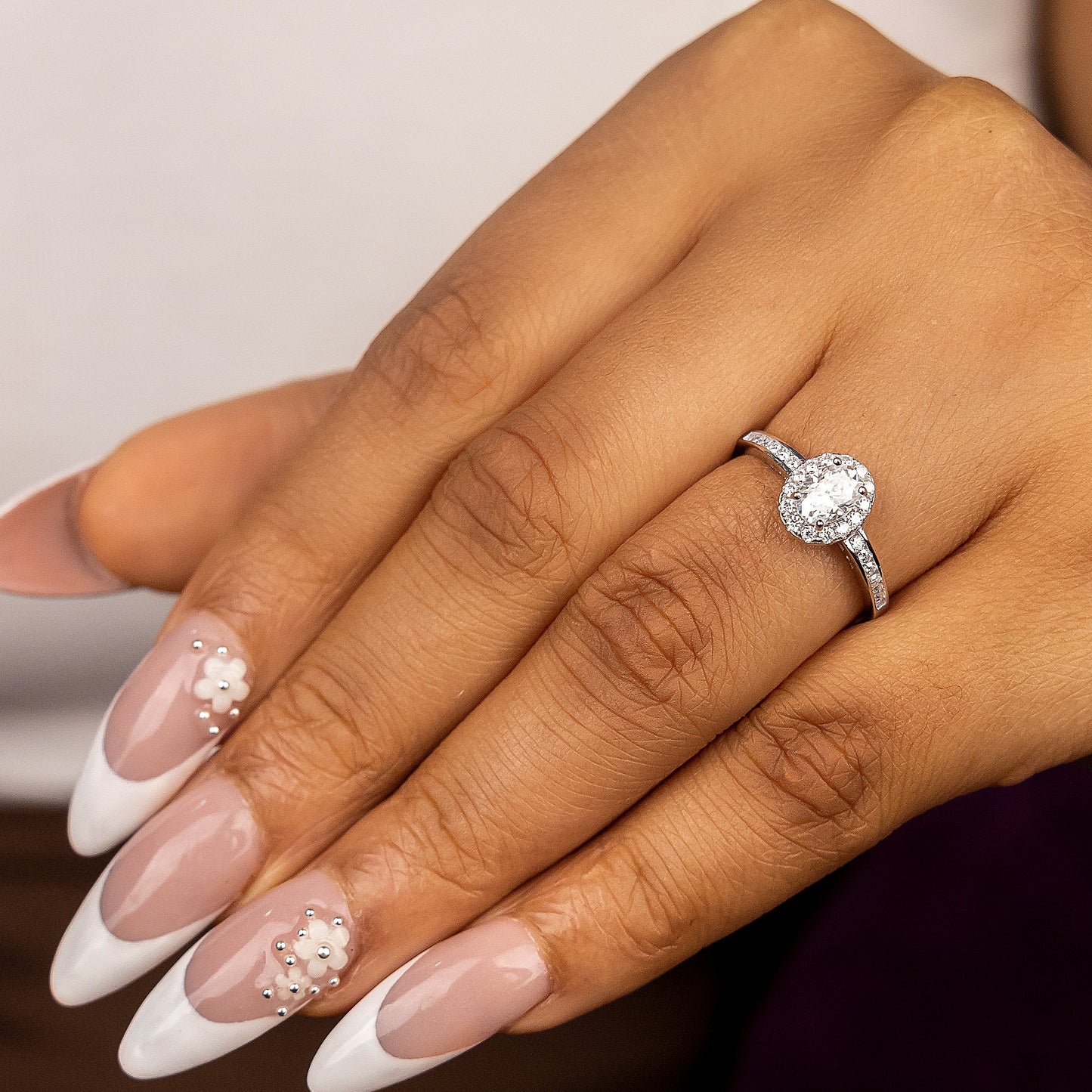 Ebony Oval Sterling Silver Engagement Ring