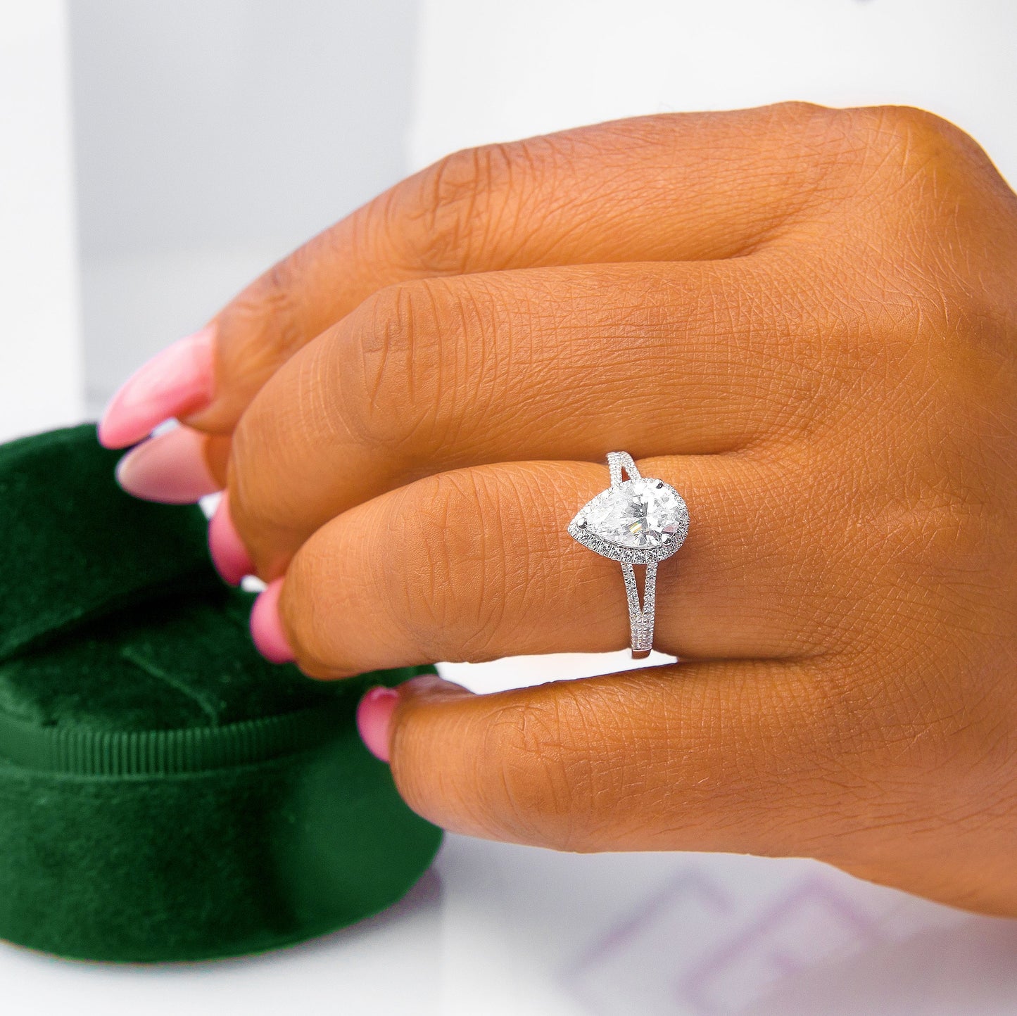 Katrina Pear 10Karat White Gold Engagement Ring