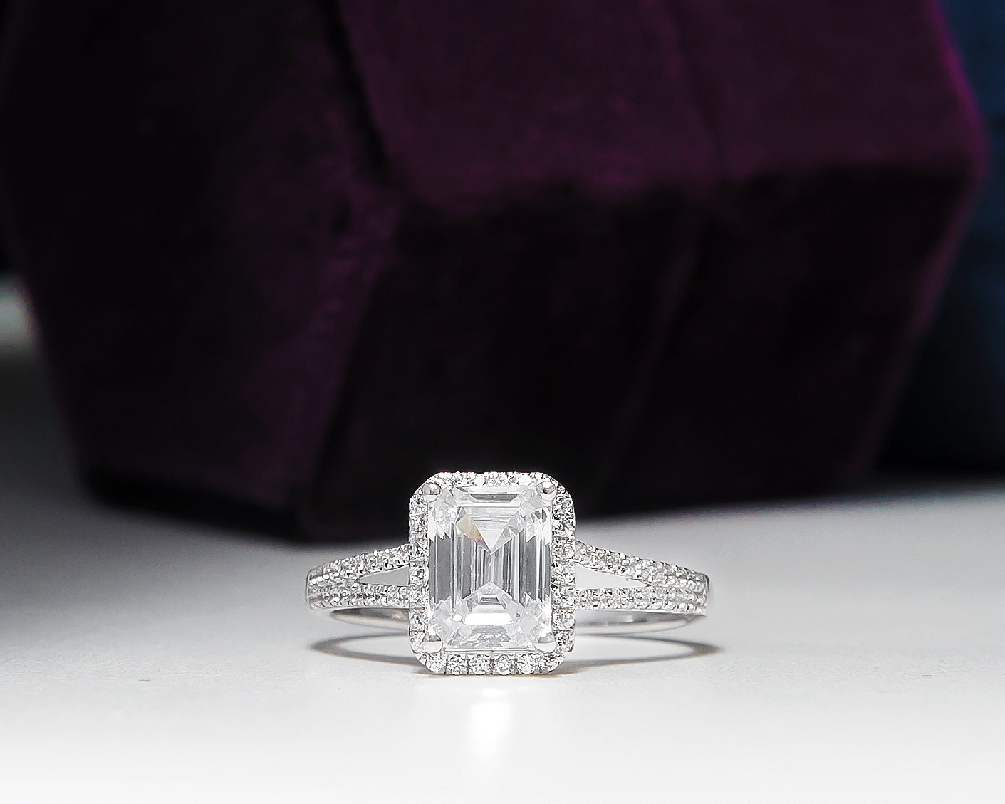 Katrina Emerald 10Karat White Gold Engagement Ring