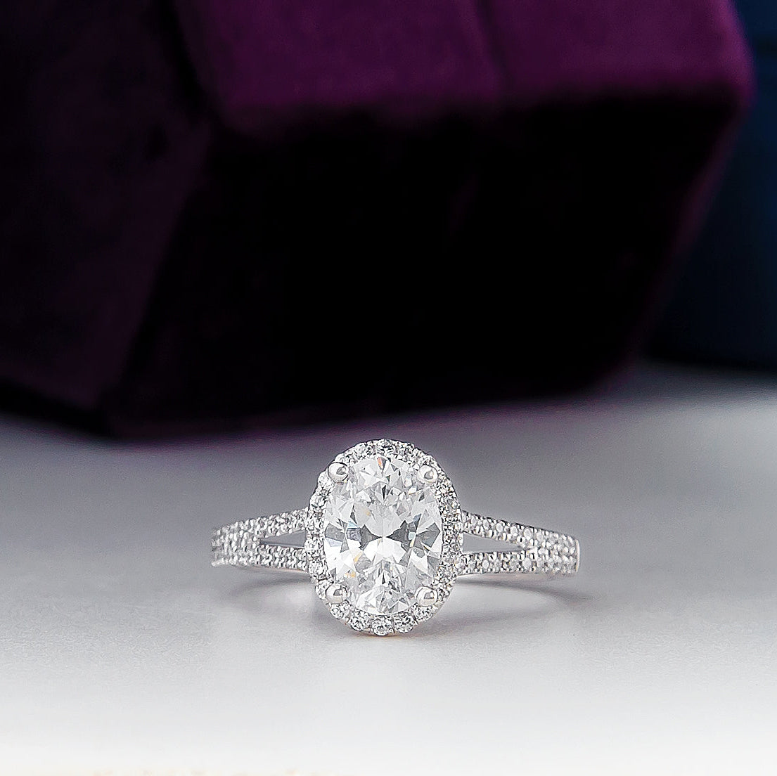 Katrina Oval 10Karat White Gold Engagement Ring