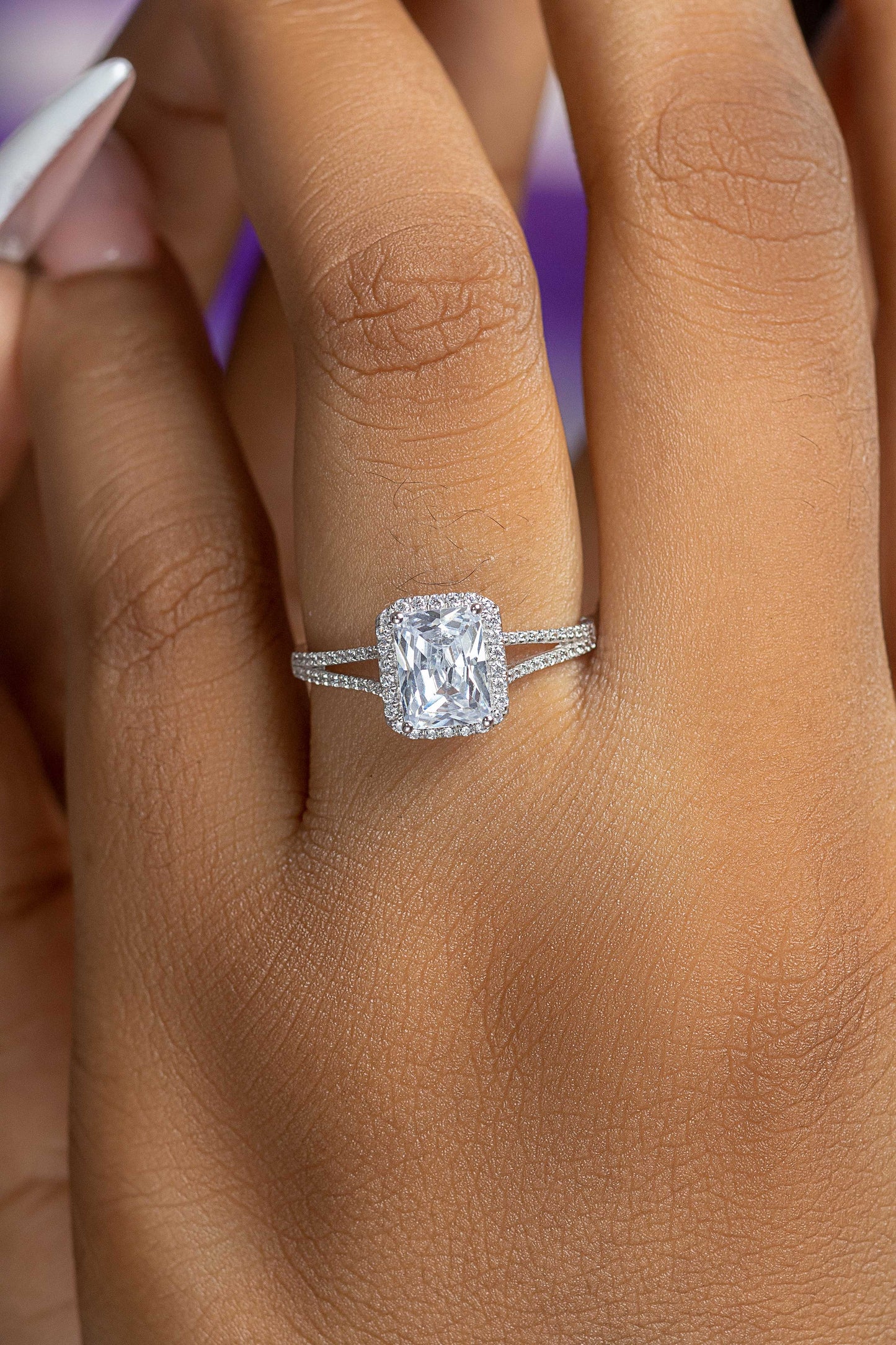Katrina Emerald 10Karat White Gold Engagement Ring