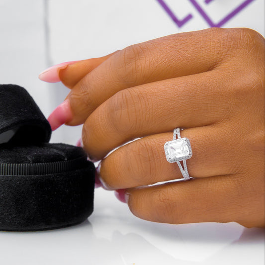 Katrina Emerald 10Karat White Gold Engagement Ring