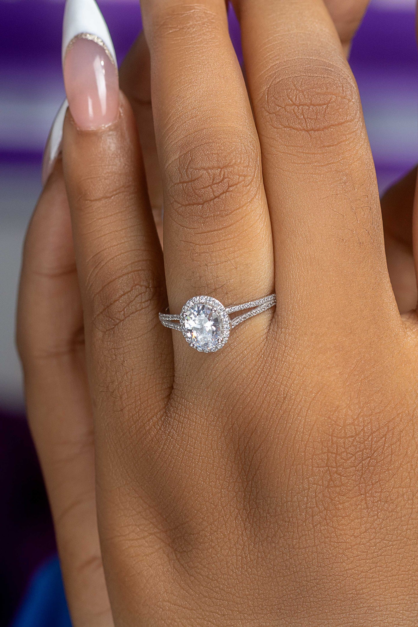 Katrina Oval 10Karat White Gold Engagement Ring