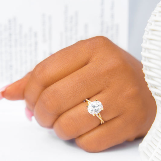 Sarah Oval 10Karat Yellow Gold Engagement Ring