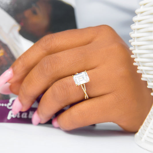 Sarah Emerald 10Karat Yellow Gold Engagement Ring