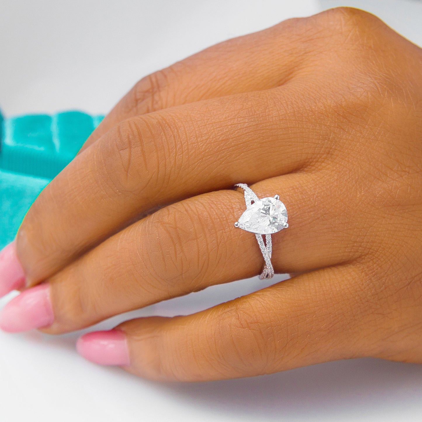 Sarah Pear 10Karat White Gold Engagement Ring