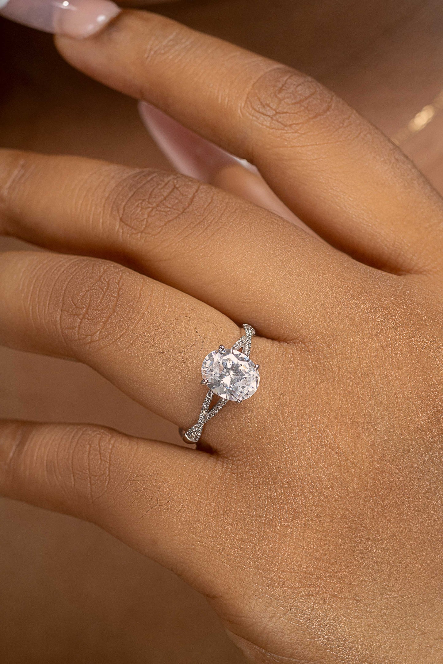 Sarah Oval 10Karat White Gold Engagement Ring