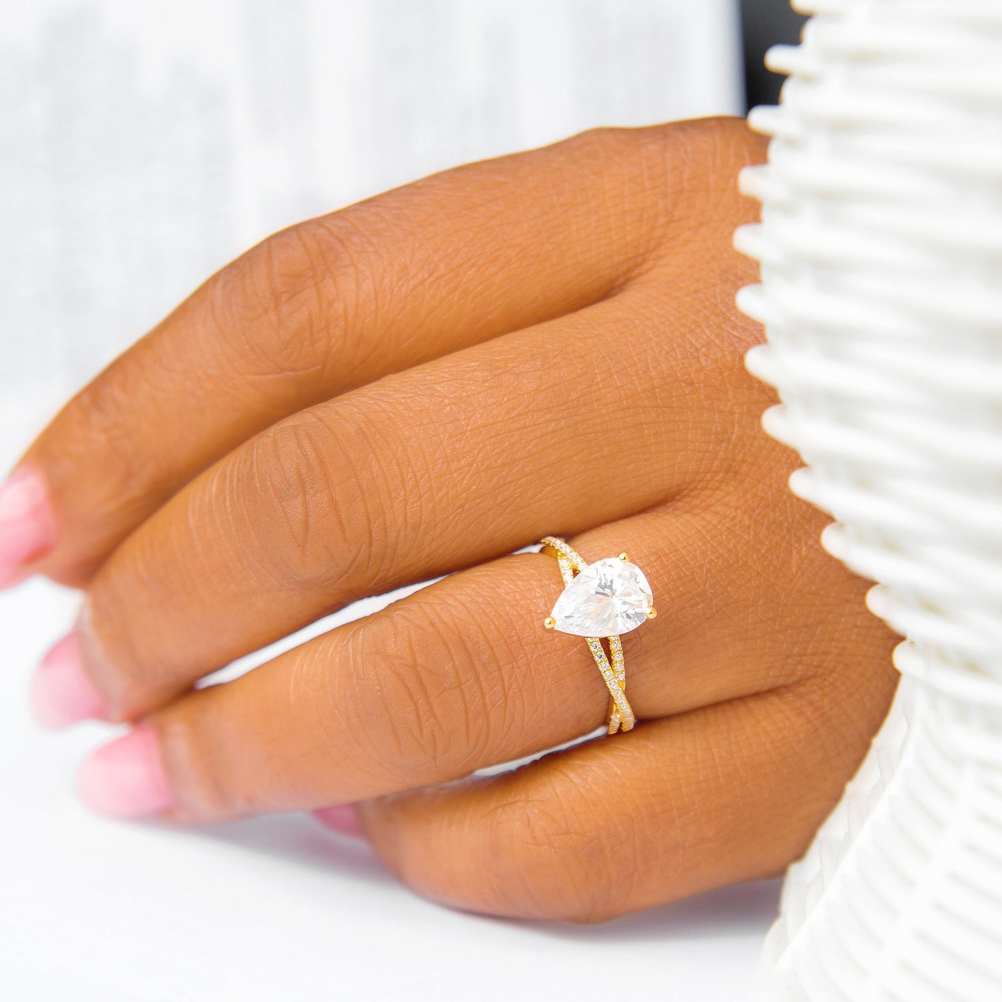 Sarah Pear 10Karat Yellow Gold Engagement Ring